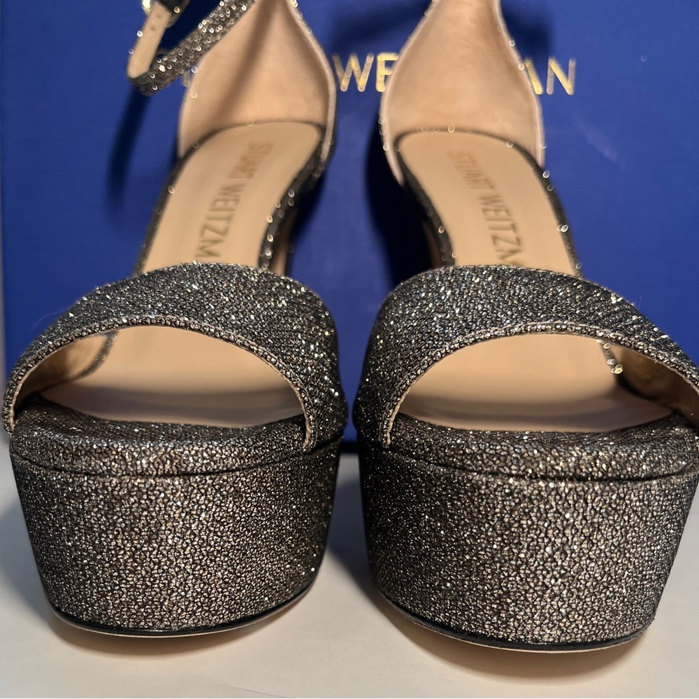 NWT | Stuart Weitzman Discoplatform Sandals New Pyrite | Sz 8 - Picture 7 of 16